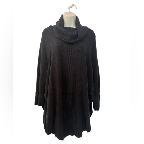 Westbound Women’s Black Cowl Neck Poncho Sweater Ribbed Knit Cozy Fall Layer XL - Picture 1 of 10
